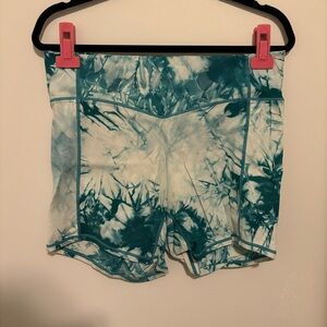 Balance Athletica Teal and White Tie-Dye Athletic Shorts
